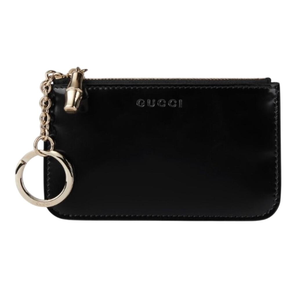 Gucci Leather Key Pouch with Bamboo Hardware